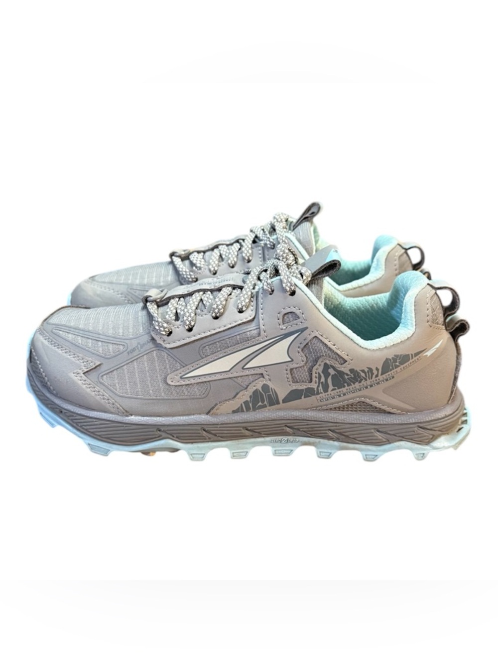 Altra Lone Peak 4.5 Trail Running Shoes Grey / Light Turquoise Women’s Size 7 - Picture 3 of 8